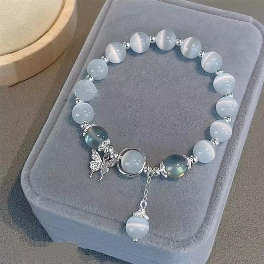 White Jade Pearl Butterfly Bracelet