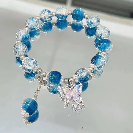 Blue Ice Cracked Butterfly Ombre Women Bracelet